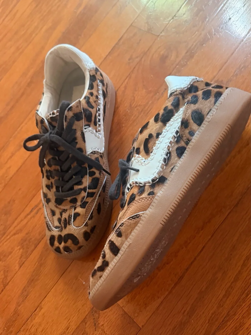 Dolce Vita Leopard Print Low-Top Sneakers in Brown and Black